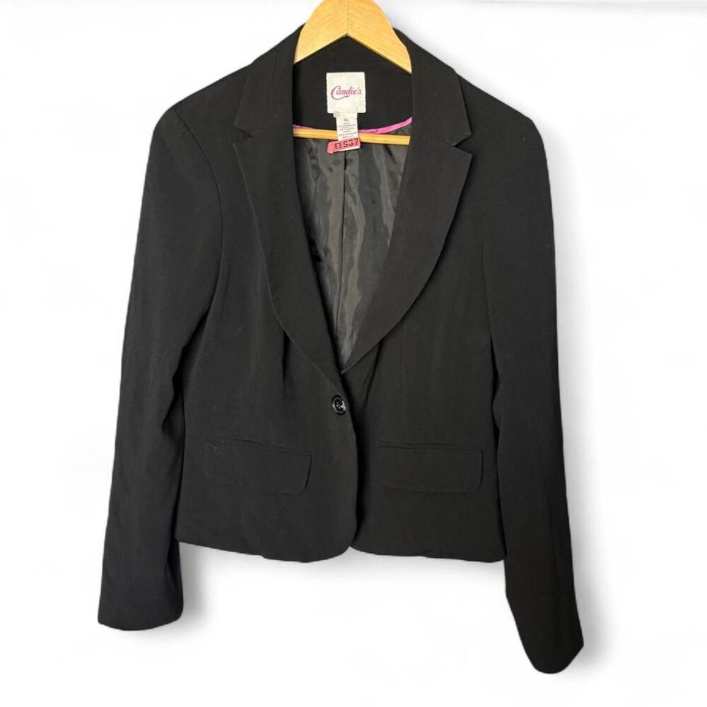 Candie's black polyester, rayon & spandex blazer in XL